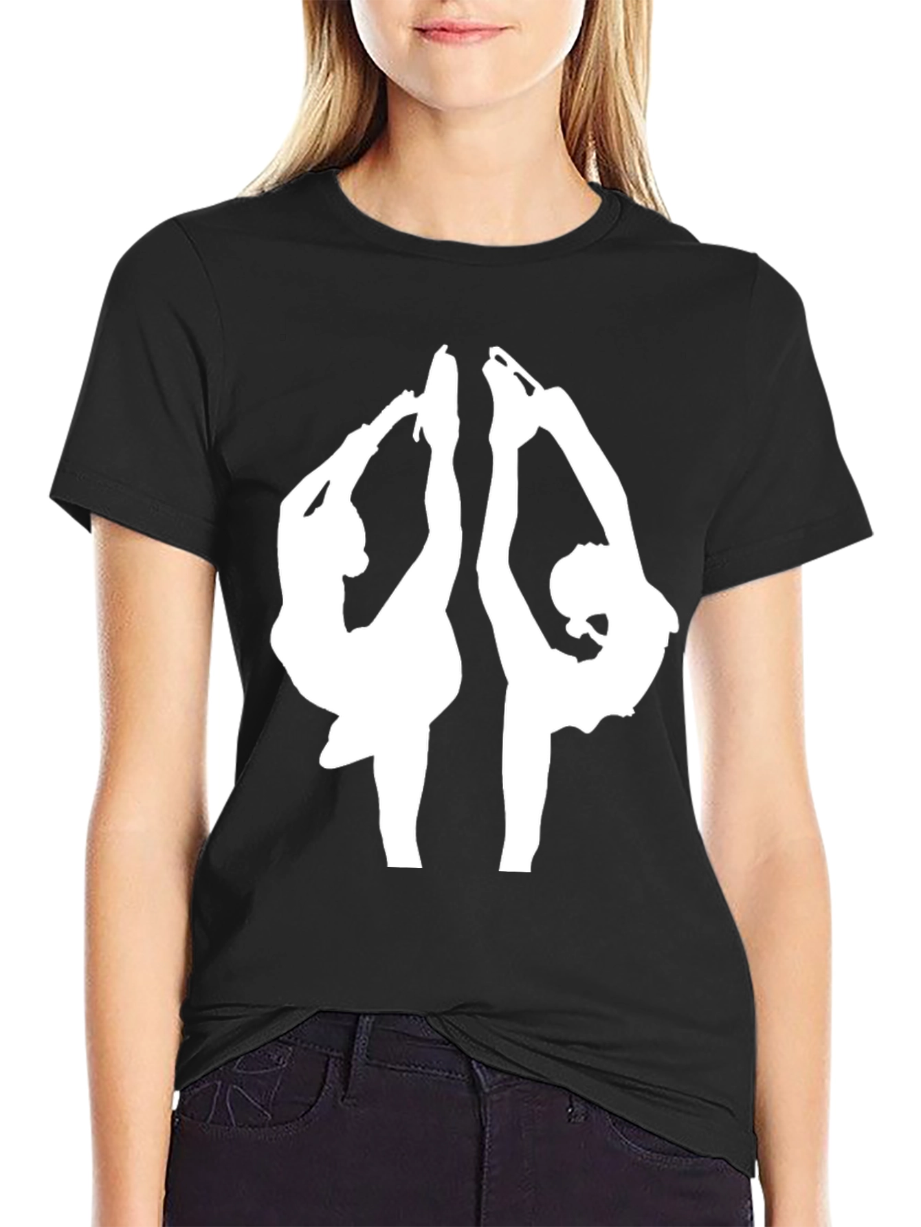 Figure Skating T-Shirt - Black Tee with Skaters Design