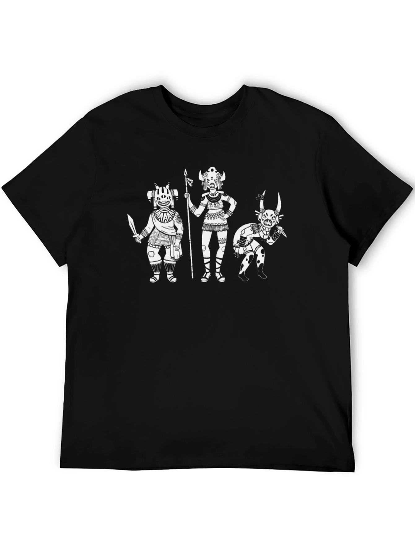 Black T-Shirt with White Tribal Art