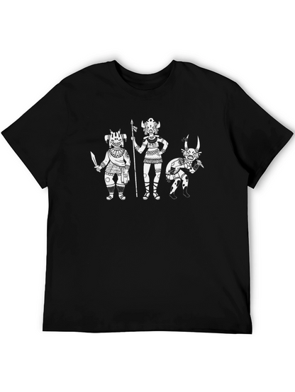 Black T-Shirt with White Tribal Art