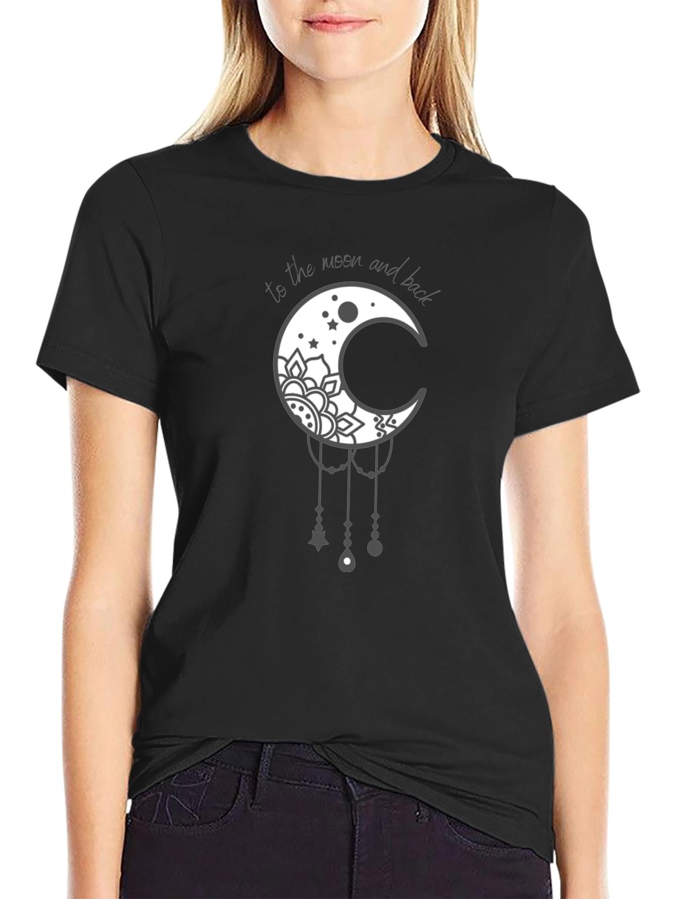 Moon and Back Graphic Tee - Trendy Casual Shirt