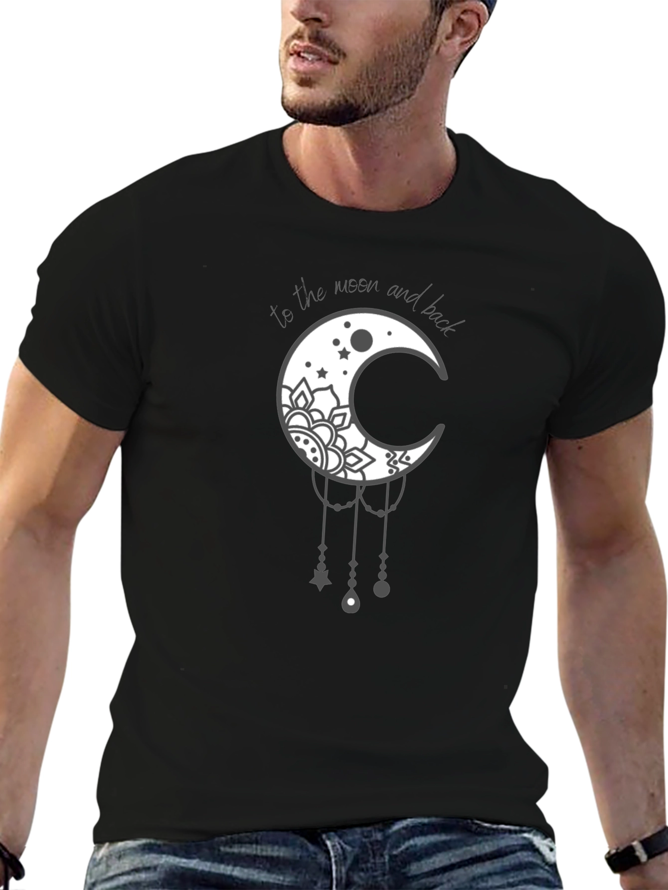 Moon and Back Graphic Tee - Trendy Casual Shirt