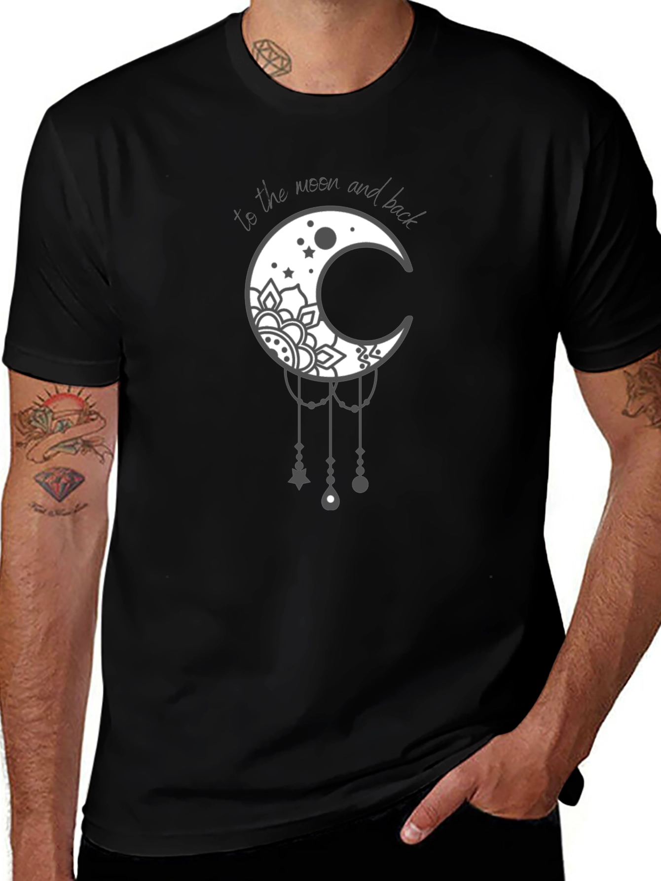 Moon and Back Graphic Tee - Trendy Casual Shirt