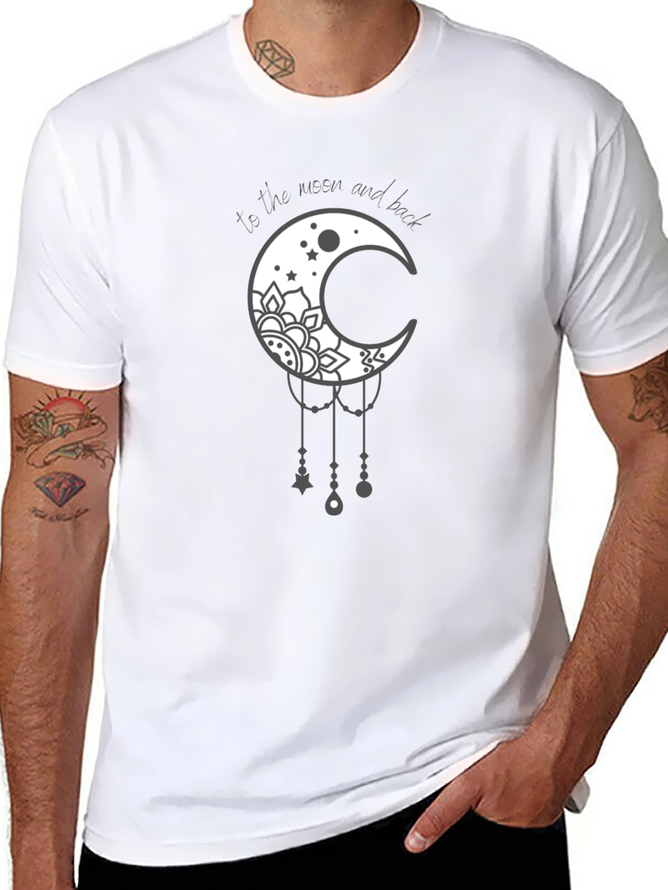 Moon and Back Graphic Tee - Trendy Casual Shirt