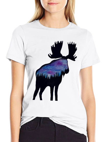 Moose Galaxy Silhouette Graphic Tee