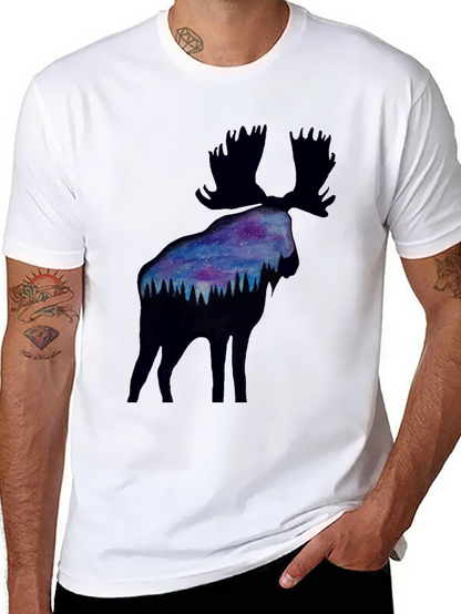 Moose Galaxy Silhouette Graphic Tee