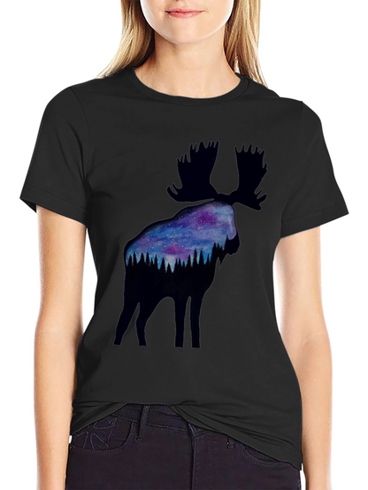 Moose Galaxy Silhouette Graphic Tee