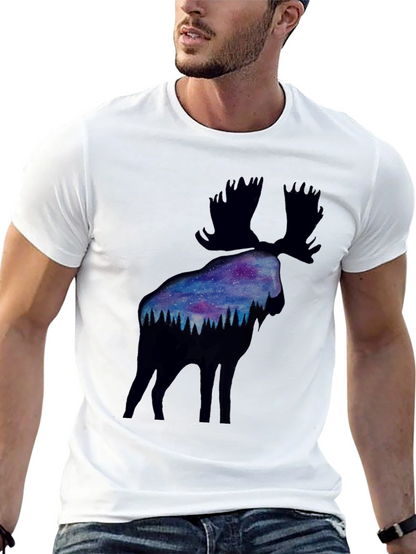 Moose Galaxy Silhouette Graphic Tee