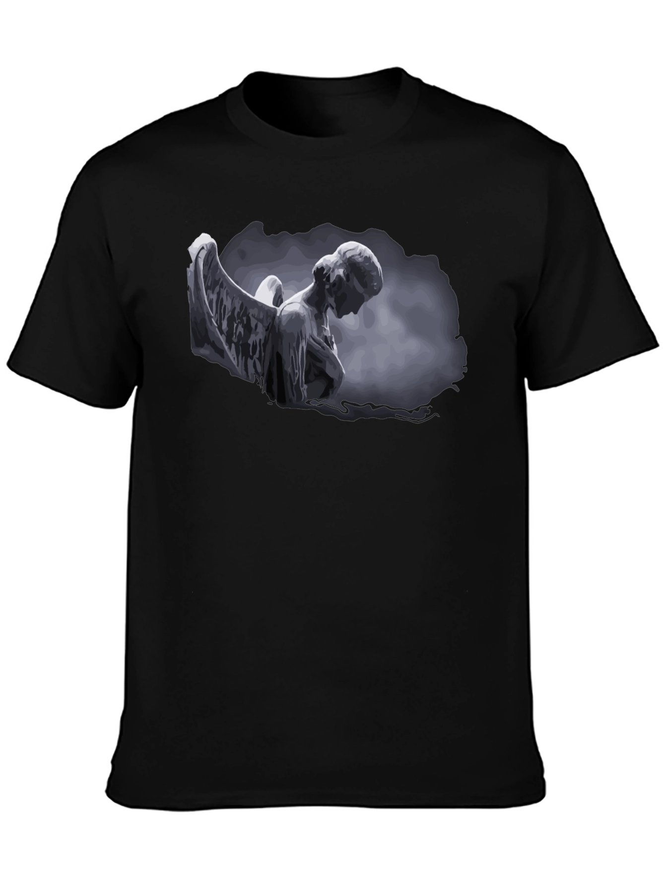 Angel Statue Graphic Black T-Shirt