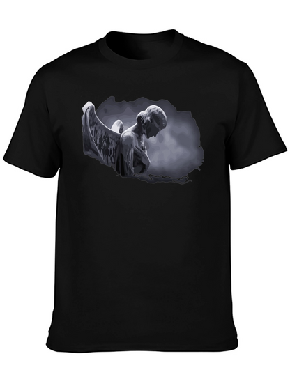 Angel Statue Graphic Black T-Shirt