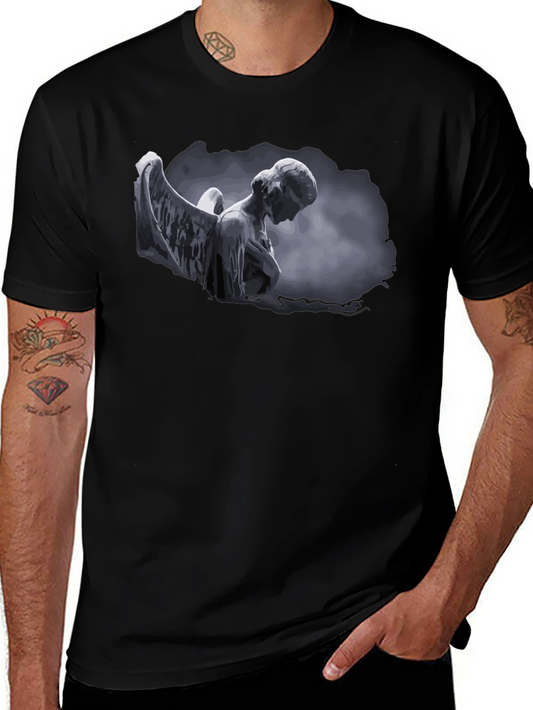 Angel Statue Graphic Black T-Shirt