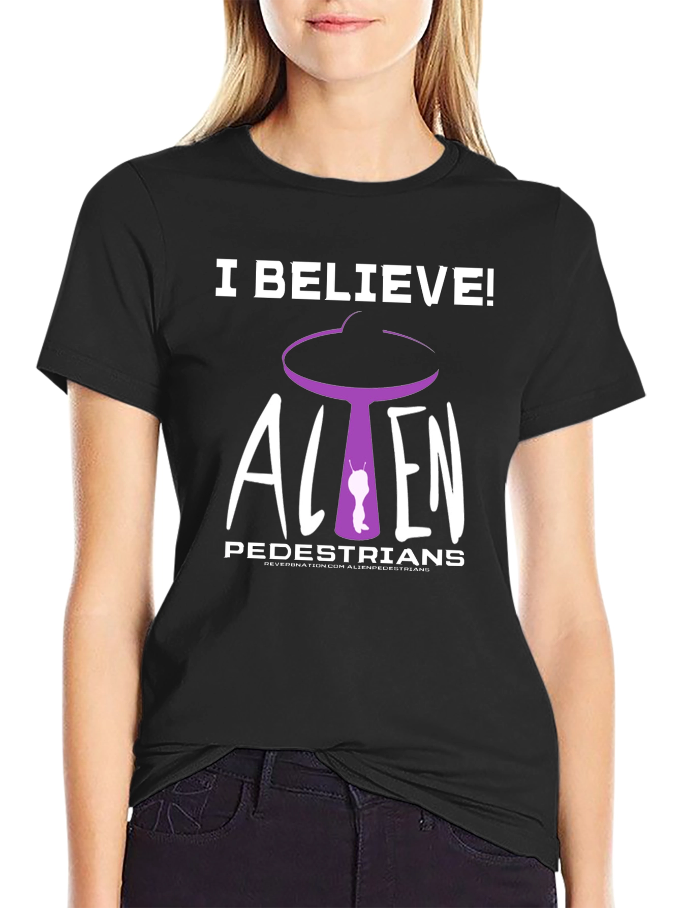 I Believe! Alien Pedestrians Black T-Shirt