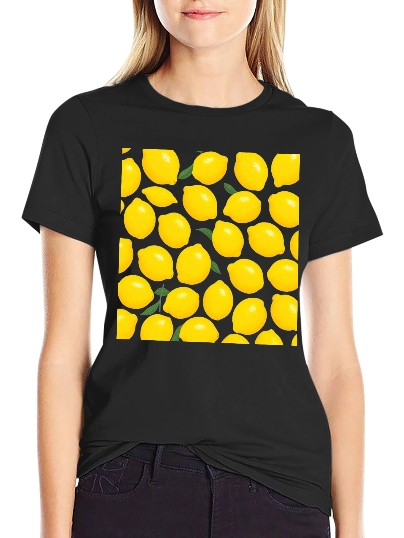 Lemon Print Black T-Shirt