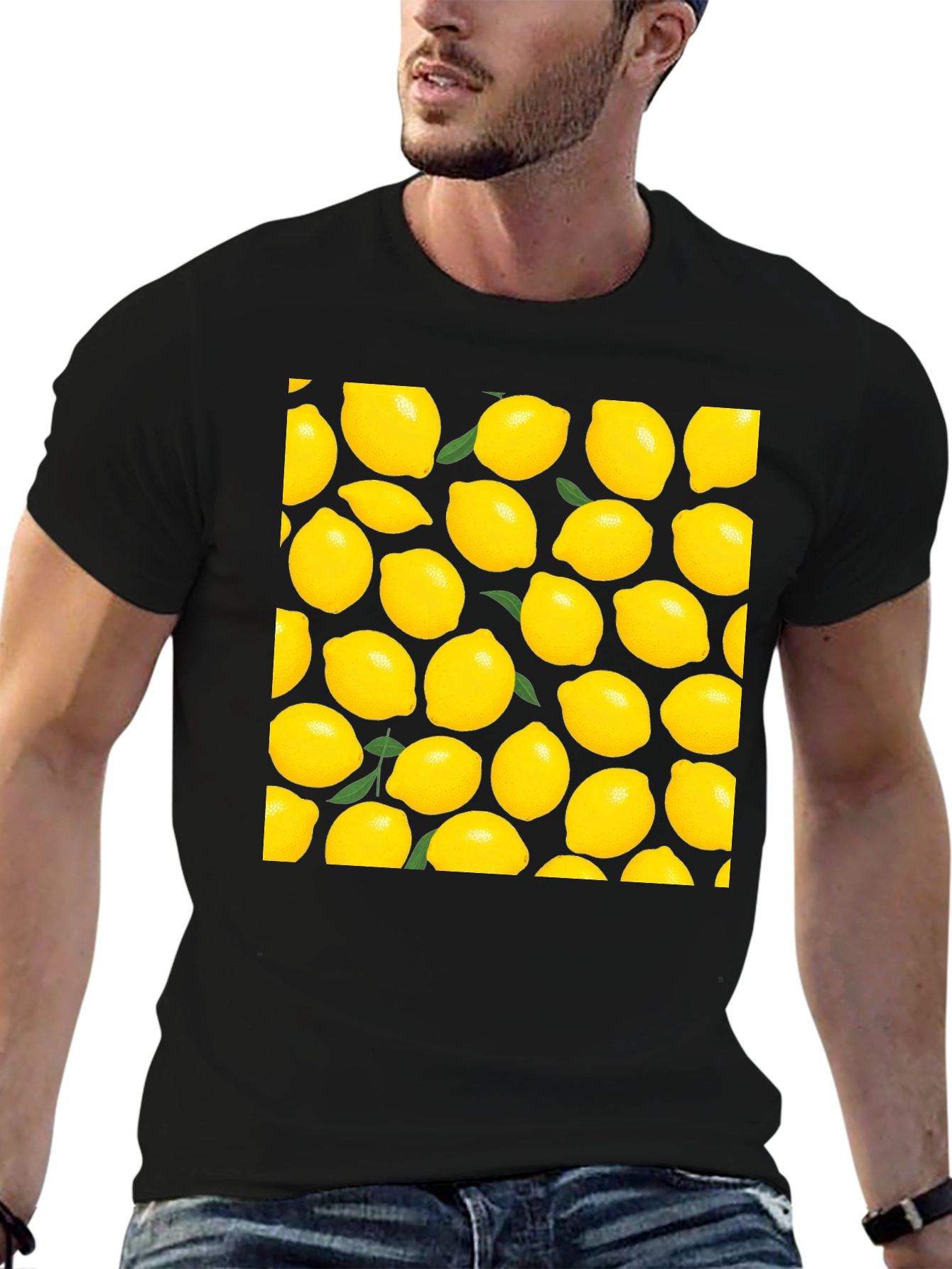 Lemon Print Black T-Shirt