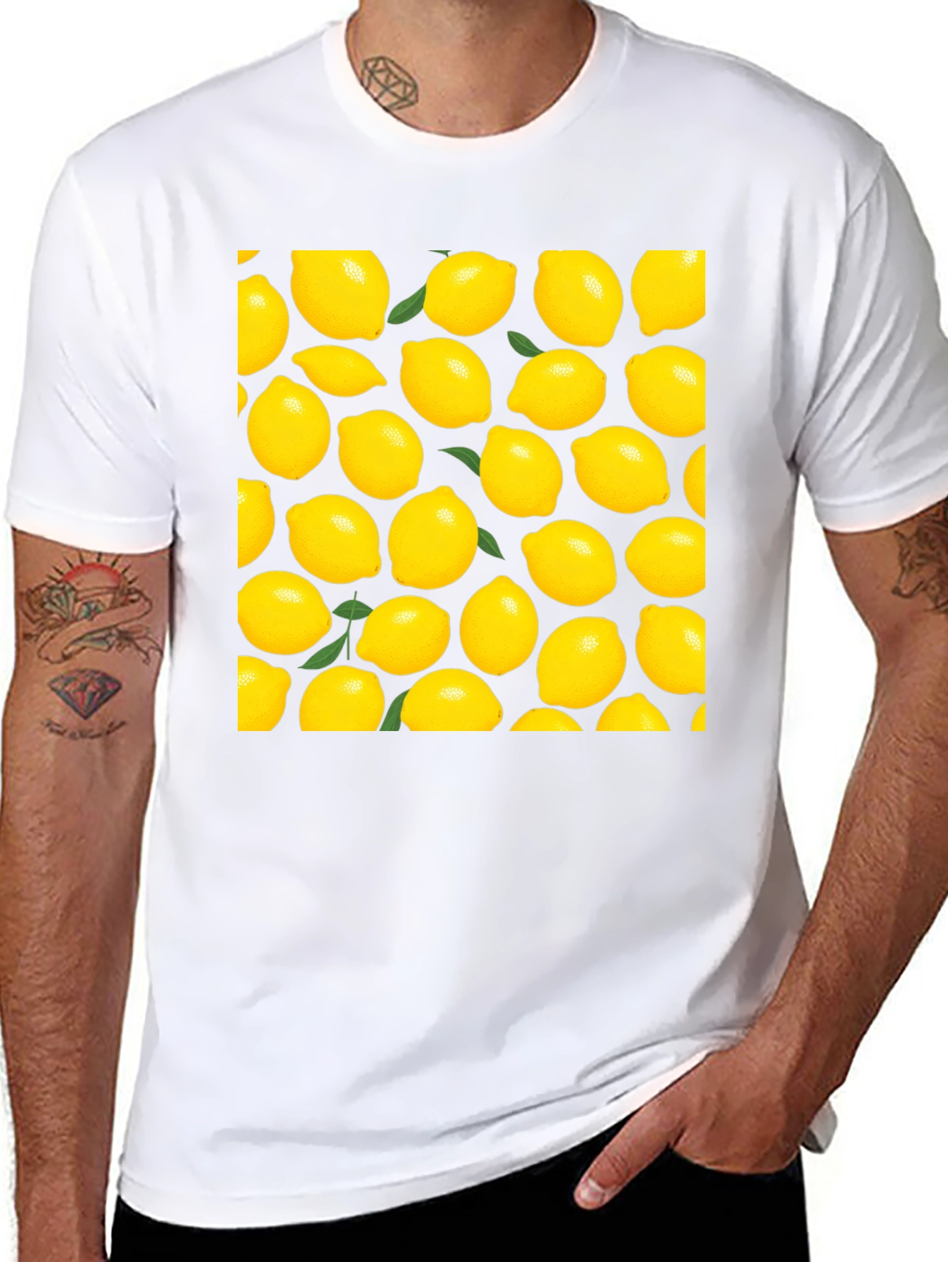 Lemon Print Black T-Shirt