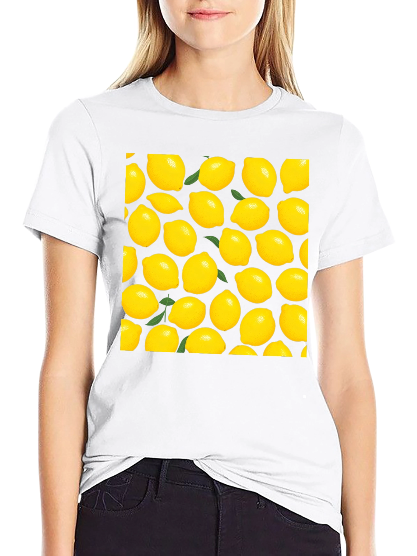 Lemon Print Black T-Shirt