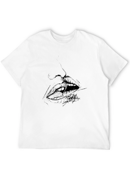 Abstract Lips Graphic Black T-Shirt