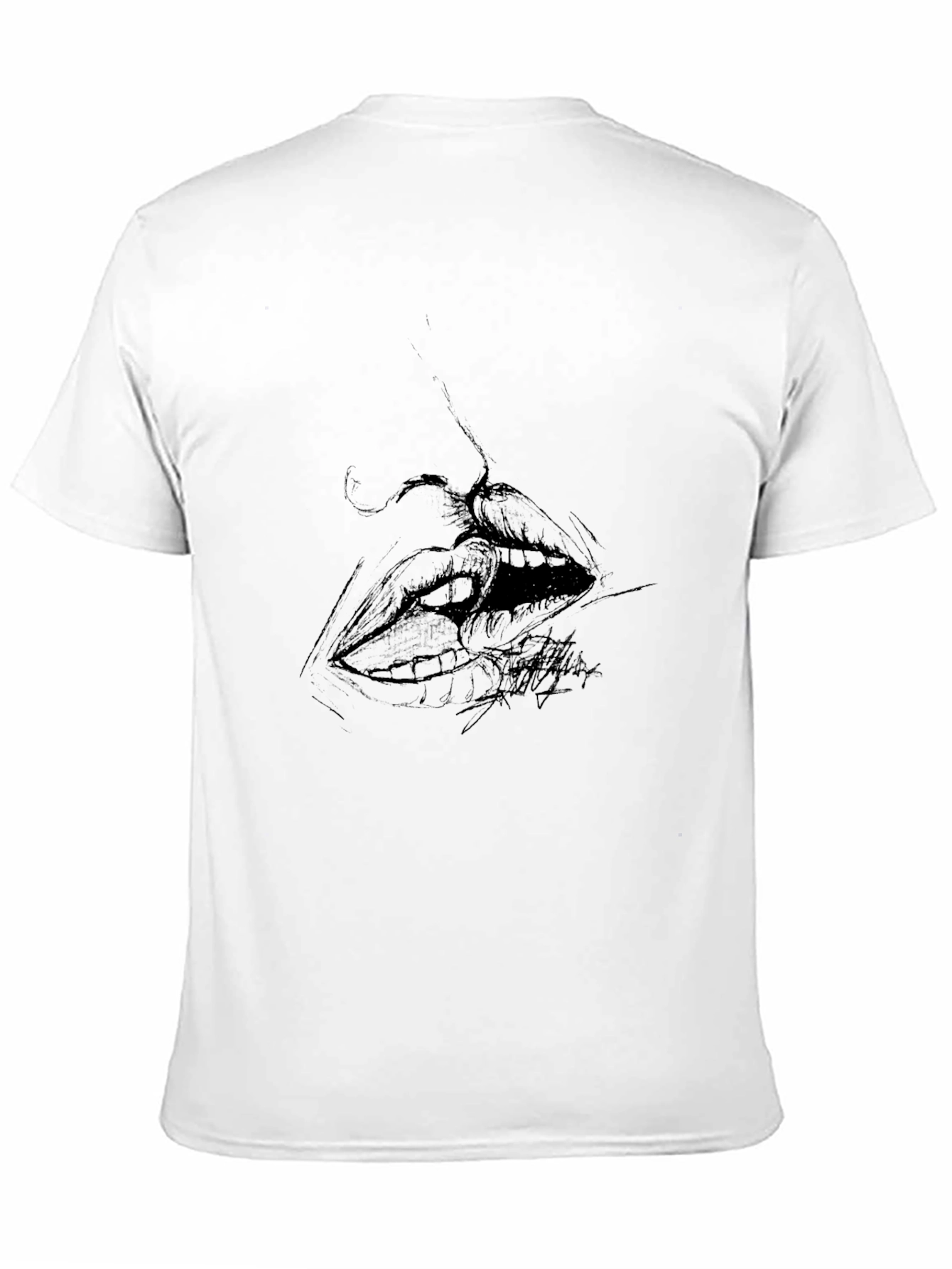 Abstract Lips Graphic Black T-Shirt