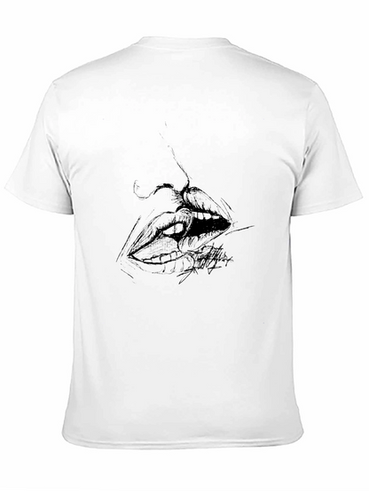 Abstract Lips Graphic Black T-Shirt