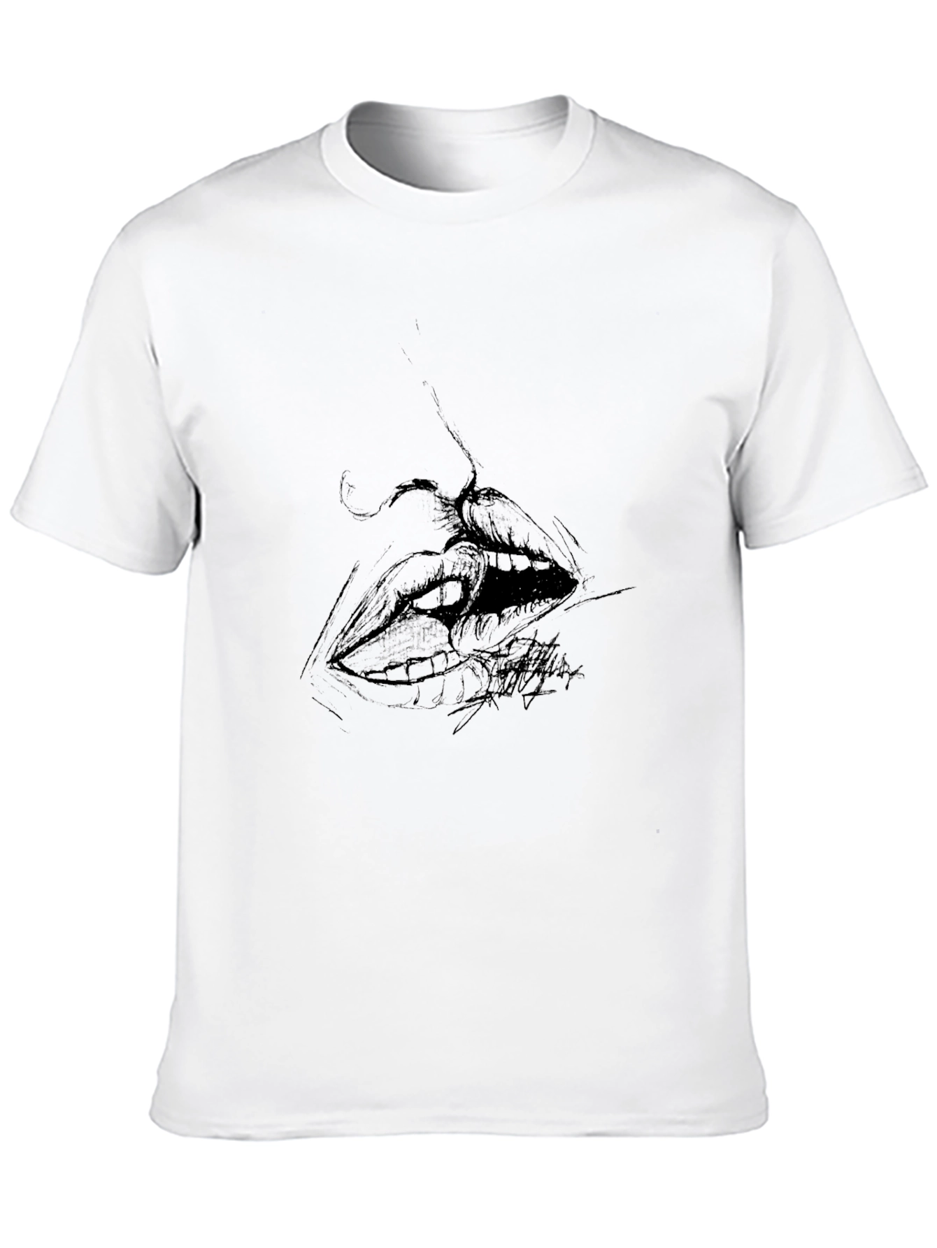 Abstract Lips Graphic Black T-Shirt