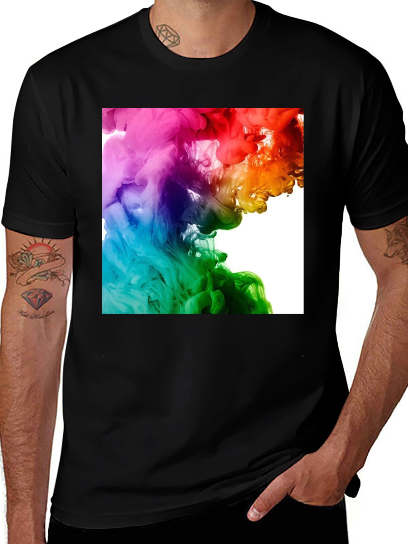 Rainbow Swirl Graphic Black T-Shirt