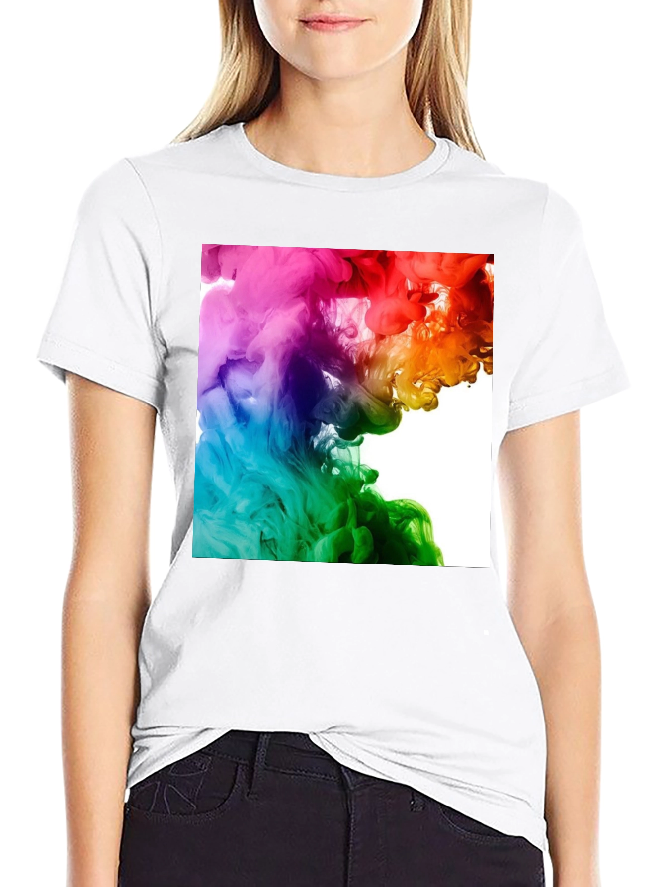 Rainbow Swirl Graphic Black T-Shirt