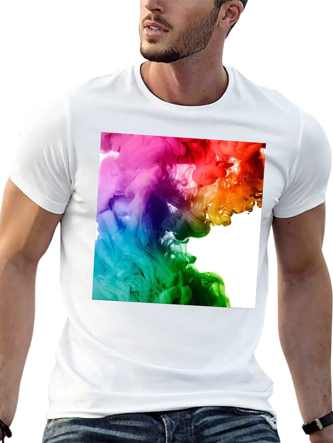 Rainbow Swirl Graphic Black T-Shirt