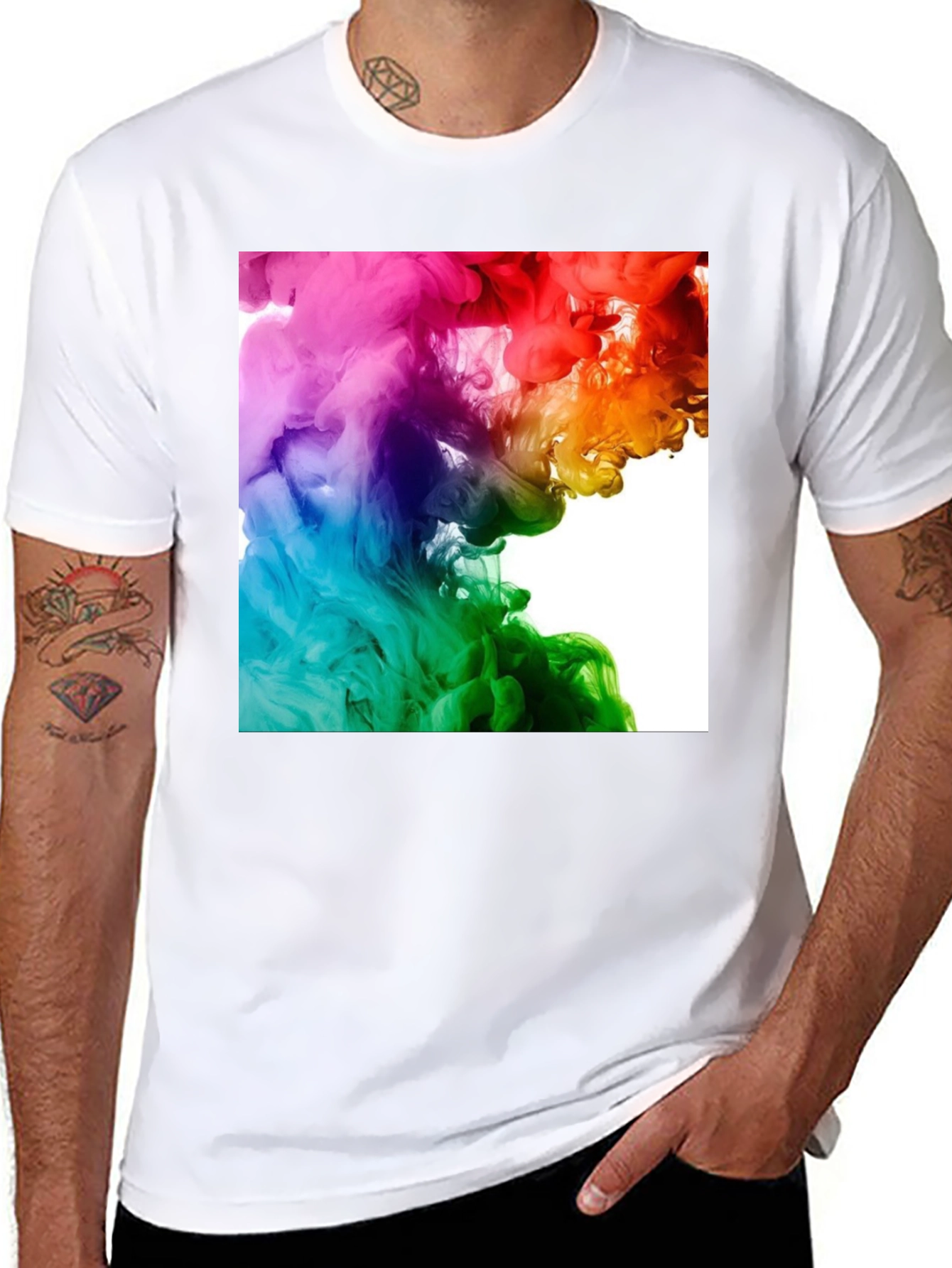 Rainbow Swirl Graphic Black T-Shirt