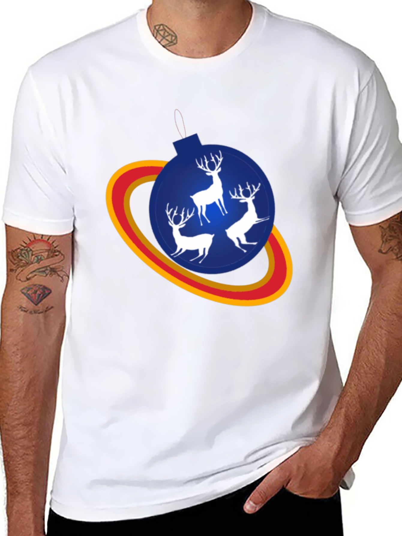 Festive Reindeer Ornament T-Shirt - Holiday Style