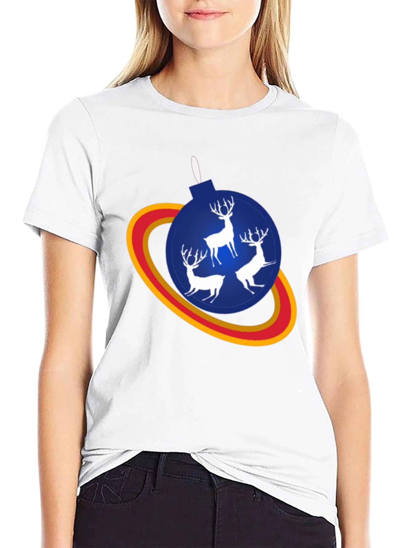 Festive Reindeer Ornament T-Shirt - Holiday Style