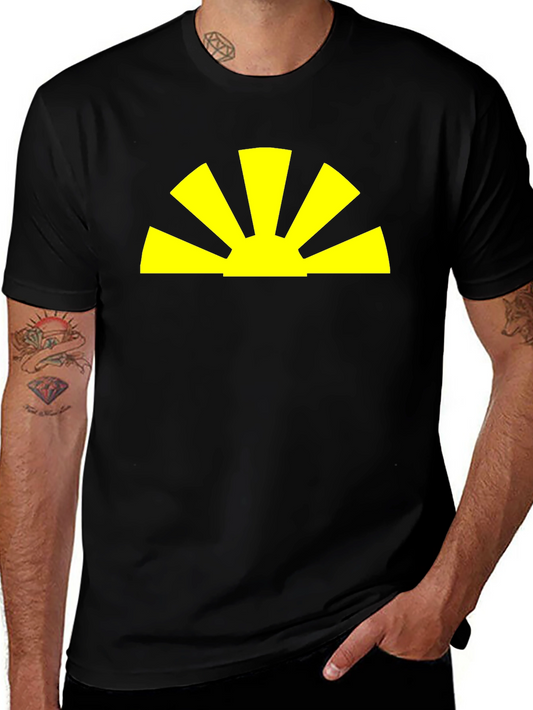 Radiant Sunrise Graphic Tee - Black Cotton Blend