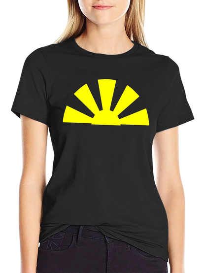 Radiant Sunrise Graphic Tee - Black Cotton Blend