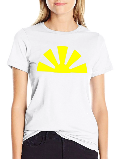 Radiant Sunrise Graphic Tee - Black Cotton Blend