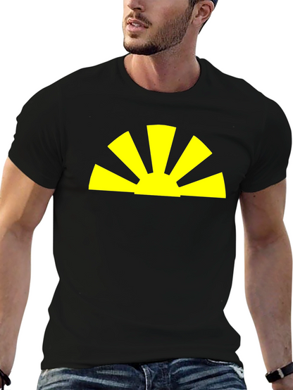 Radiant Sunrise Graphic Tee - Black Cotton Blend