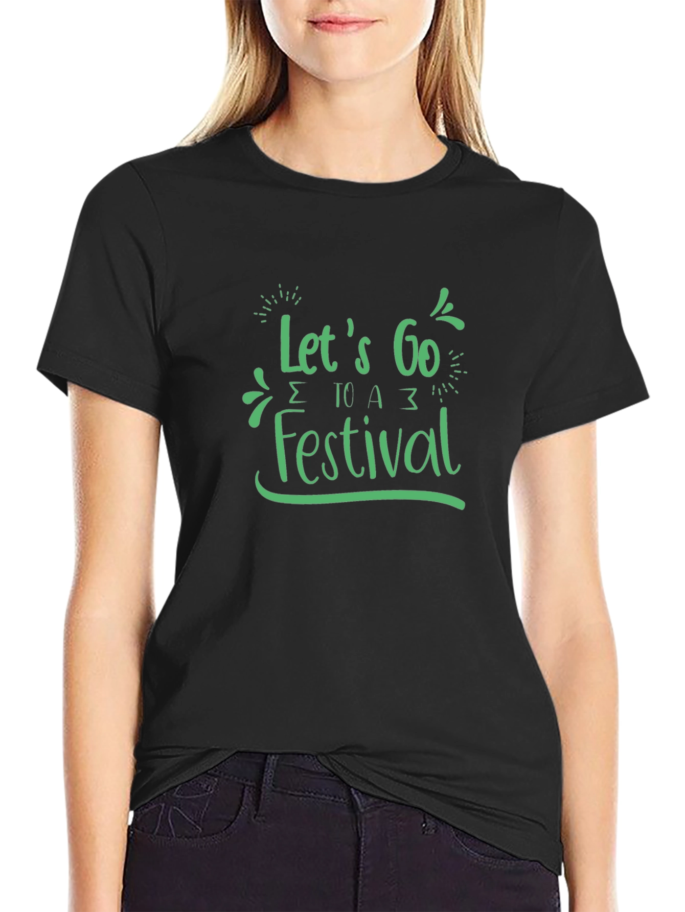 Lets Go to a Festival Black Graphic Tee