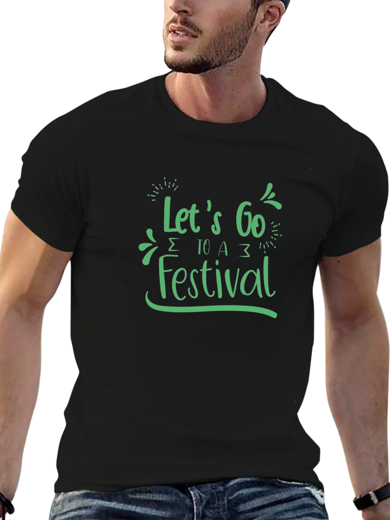 Lets Go to a Festival Black Graphic Tee