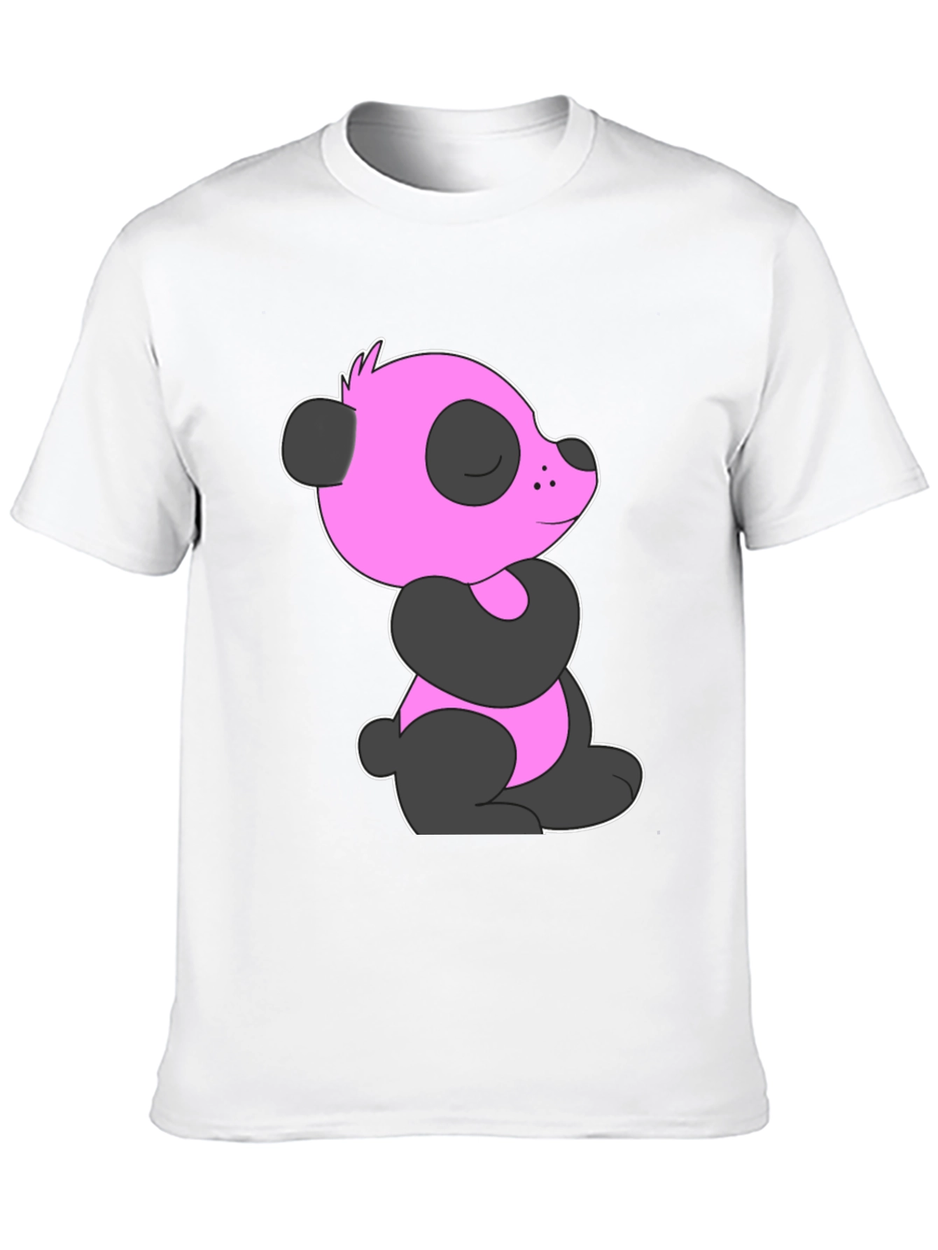 Pink Panda Graphic Black T-Shirt