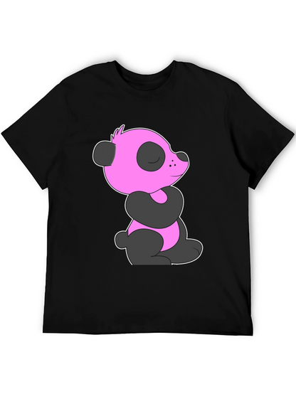 Pink Panda Graphic Black T-Shirt