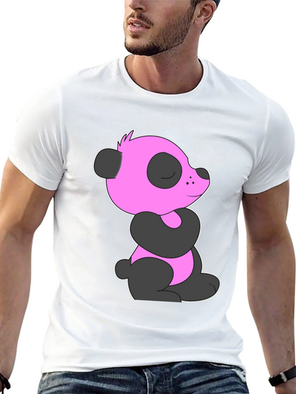 Pink Panda Graphic Black T-Shirt