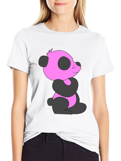 Pink Panda Graphic Black T-Shirt