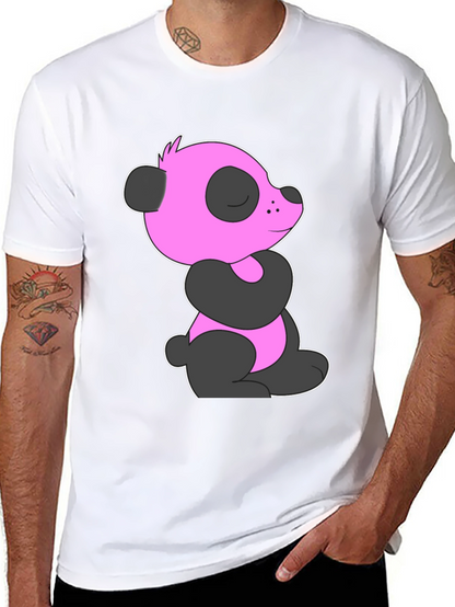 Pink Panda Graphic Black T-Shirt