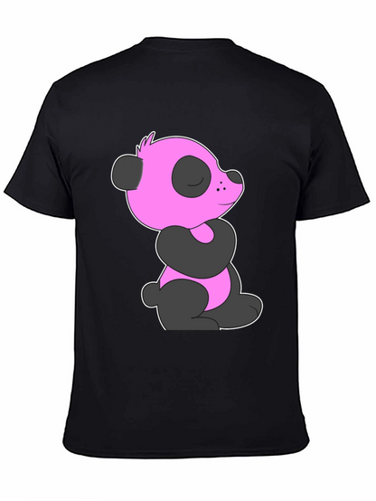 Pink Panda Graphic Black T-Shirt