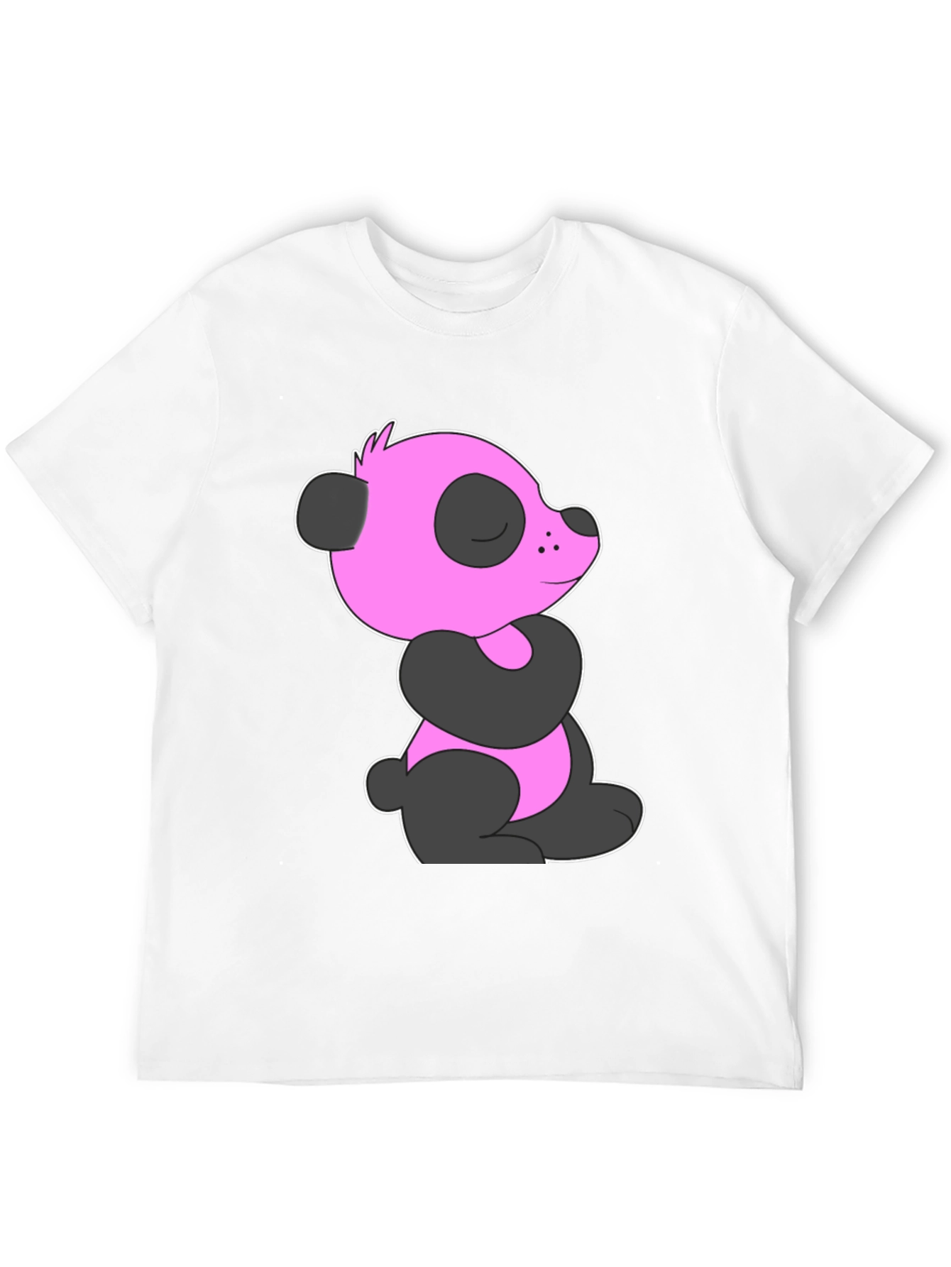 Pink Panda Graphic Black T-Shirt