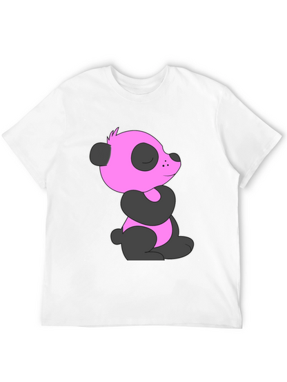 Pink Panda Graphic Black T-Shirt