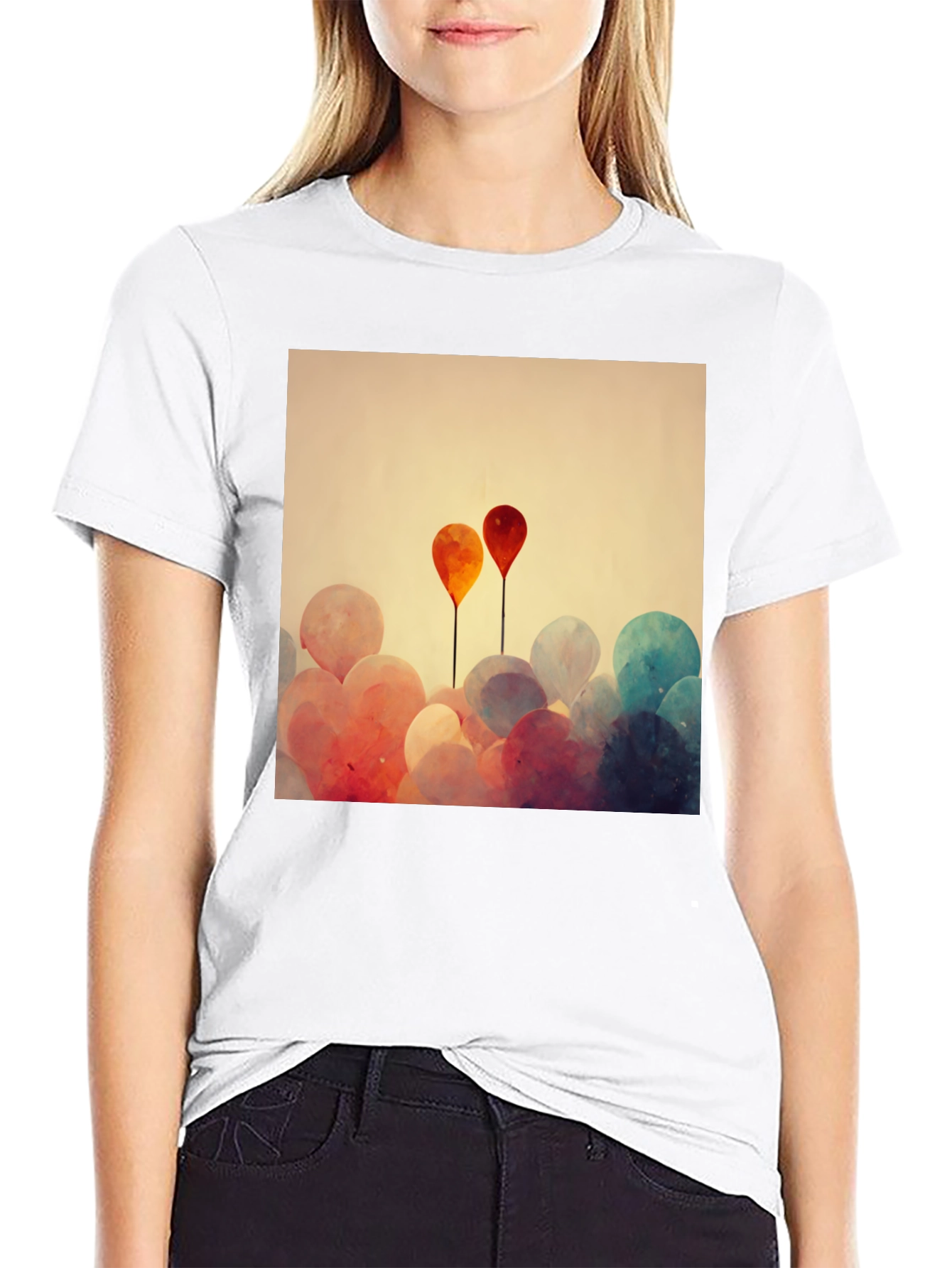 Balloon Art Graphic Tee - Modern Abstract Design