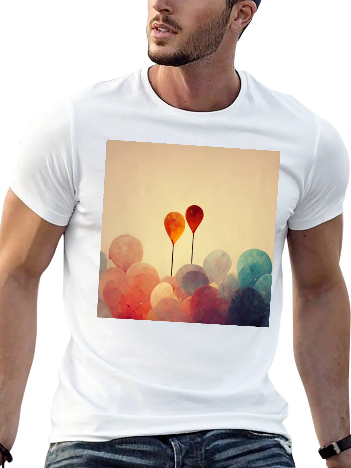 Balloon Art Graphic Tee - Modern Abstract Design