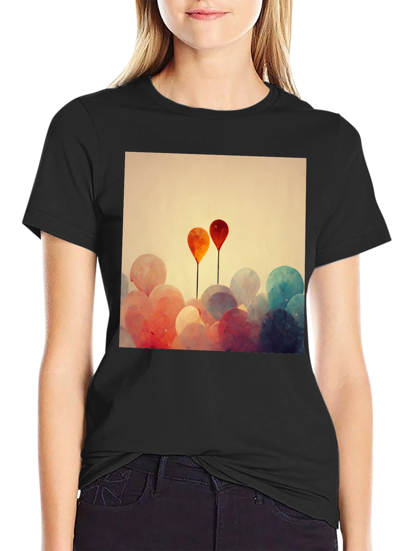 Balloon Art Graphic Tee - Modern Abstract Design