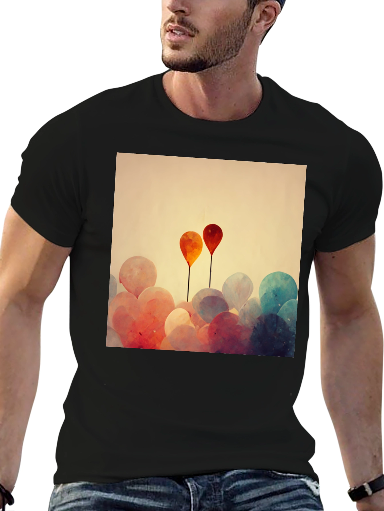 Balloon Art Graphic Tee - Modern Abstract Design