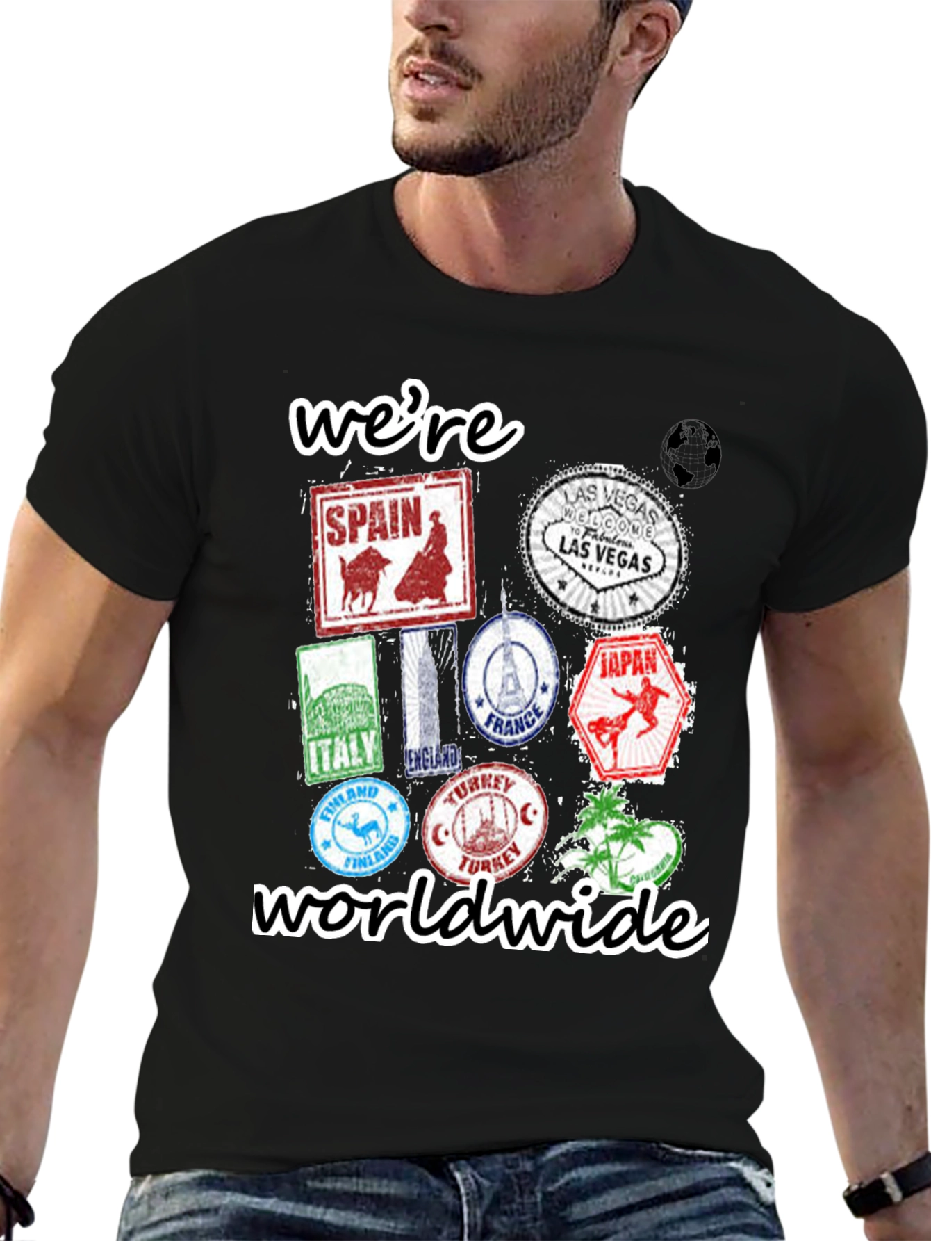Were Worldwide Travel Stamp T-Shirt