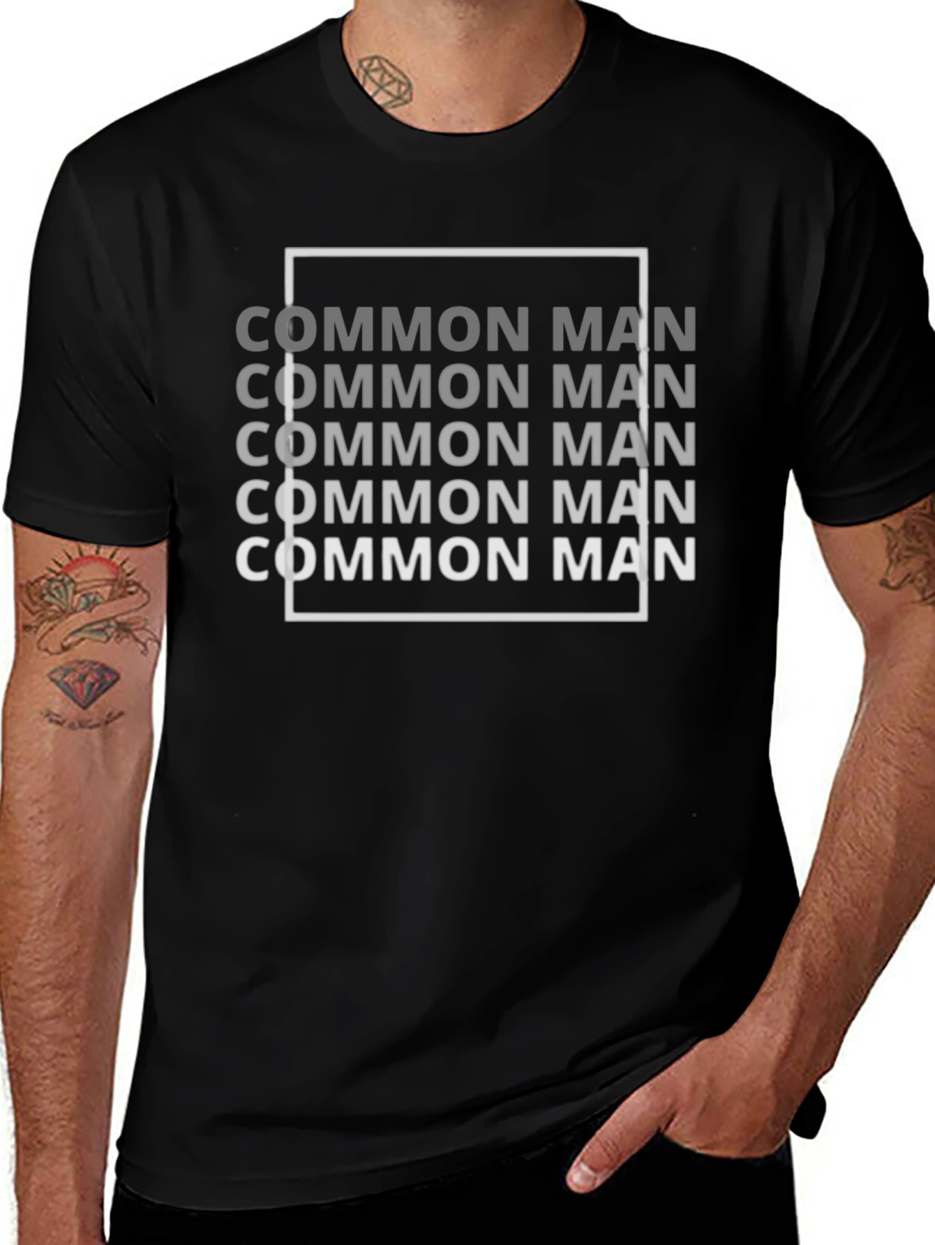 Common Man Graphic Tee - Black Casual Shirt