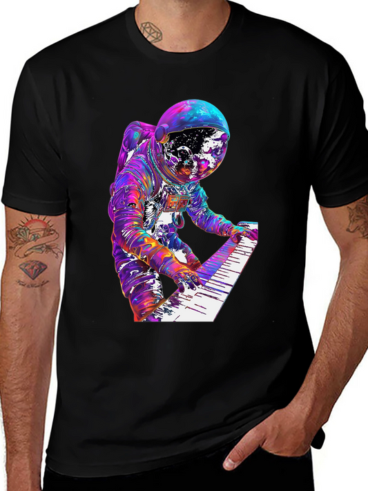 Astronaut Musician Graphic Tee - Space Keyboardist T-Shirt